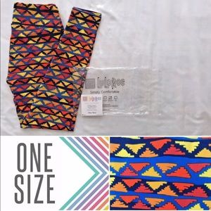 NWT OS‎ LuLaRoe Leggings Aztec Triangle Navy Orange